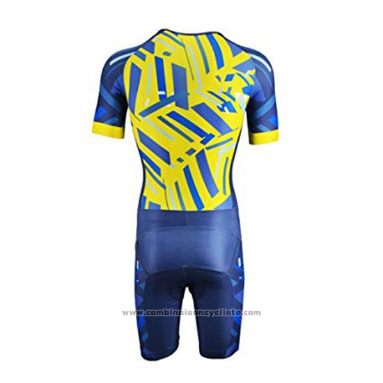 2019 Maillot Cyclisme Emonder-triathlon Bleu Jaune Manches Courtes et Cuissard