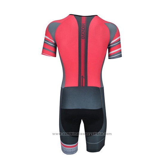 2019 Maillot Cyclisme Emonder-triathlon Noir Gris Rouge Manches Courtes et Cuissard