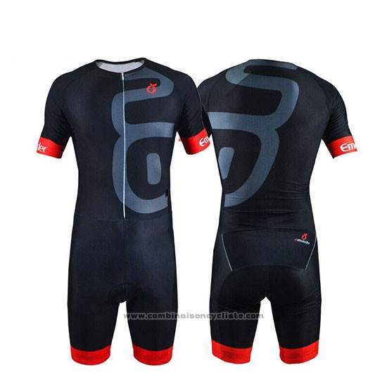 2019 Maillot Cyclisme Emonder-triathlon Noir Rouge Manches Courtes et Cuissard