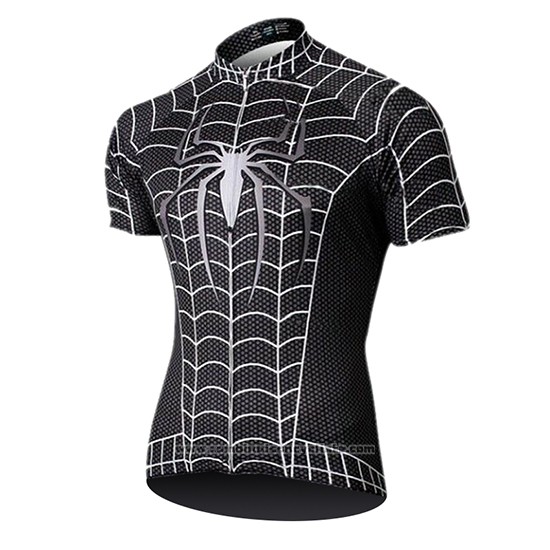 2019 Maillot Cyclisme Marvel Heros Spider Man Noir Manches Courtes et Cuissard