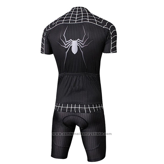 2019 Maillot Cyclisme Marvel Heros Spider Man Noir Manches Courtes et Cuissard