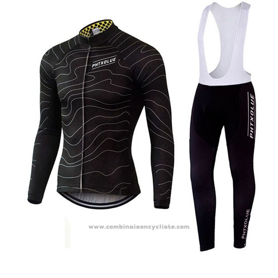 2019 Maillot Cyclisme Phtxolue Noir Manches Longues et Cuissard