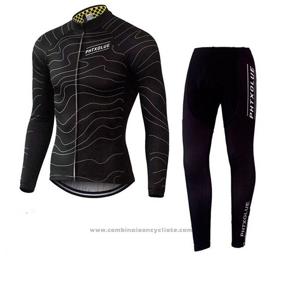 2019 Maillot Cyclisme Phtxolue Noir Manches Longues et Cuissard