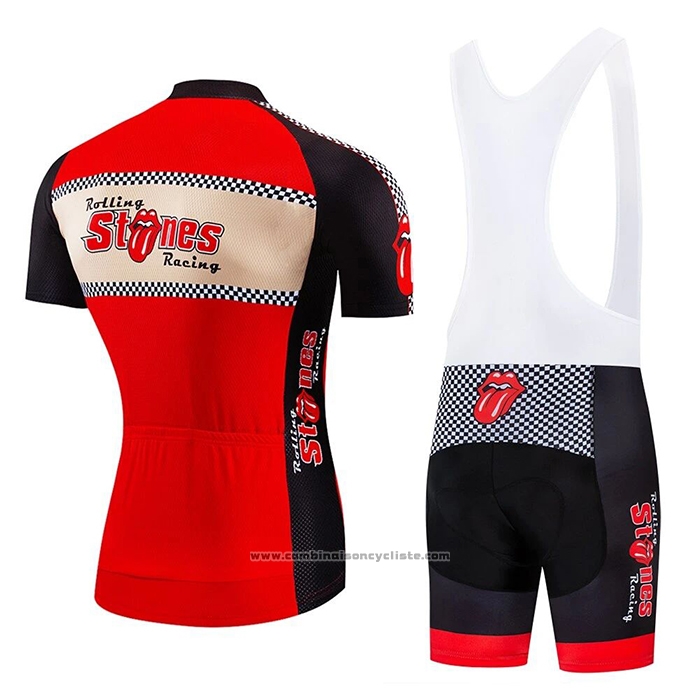 2020 Maillot Cyclisme Rolling Rouge Beige Manches Courtes et Cuissard