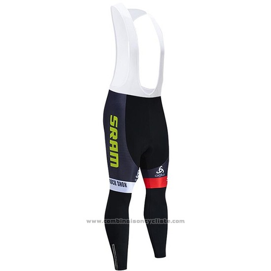 2020 Maillot Cyclisme Sram Noir Vert Manches Longues et Cuissard