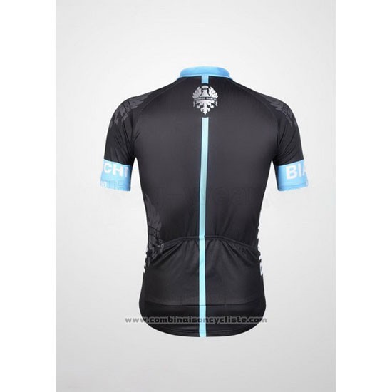 2012 Maillot Cyclisme Bianchi Noir et Bleu Clair Manches Courtes et Cuissard