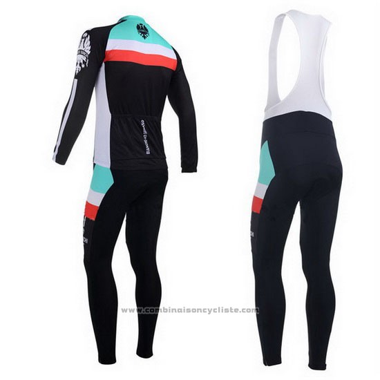 2013 Maillot Cyclisme Bianchi Noir et Bleu Clair Manches Longues et Cuissard
