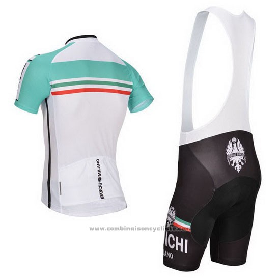 2014 Maillot Cyclisme Bianchi Blanc et Vert Manches Courtes et Cuissard