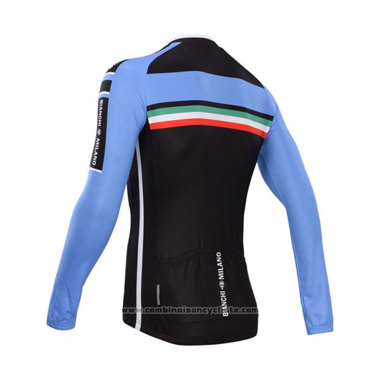 2014 Maillot Cyclisme Bianchi Noir et Azur Manches Longues et Cuissard