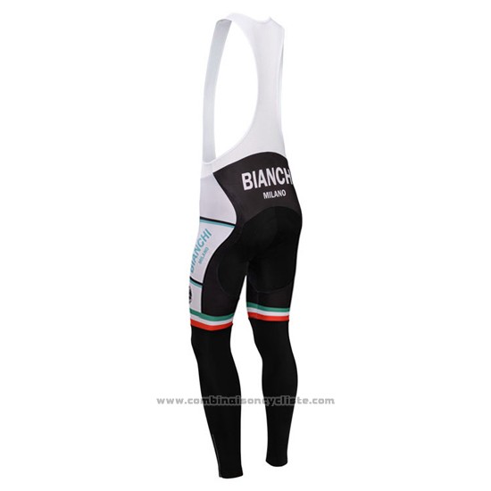 2014 Maillot Cyclisme Bianchi Noir et Azur Manches Longues et Cuissard