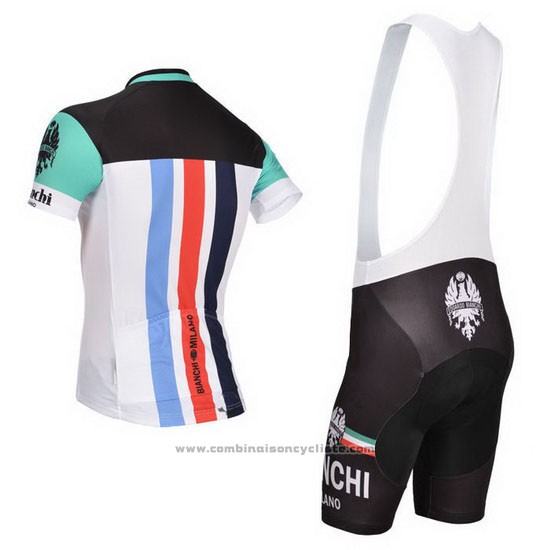 2014 Maillot Cyclisme Bianchi Noir et Blanc Manches Courtes et Cuissard