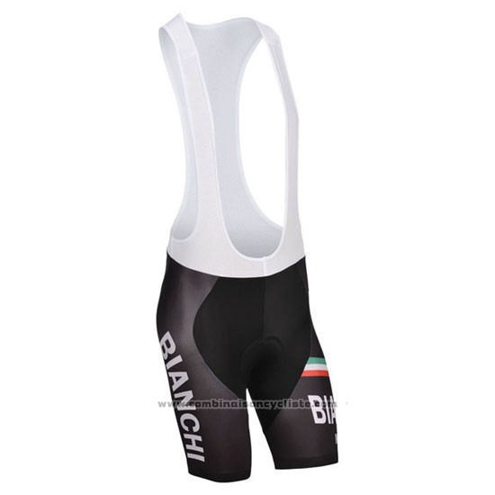 2014 Maillot Cyclisme Bianchi Noir et Bleu Manches Courtes et Cuissard
