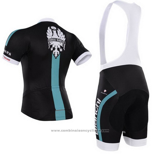 2014 Maillot Cyclisme Bianchi Noir et Vert Manches Courtes et Cuissard