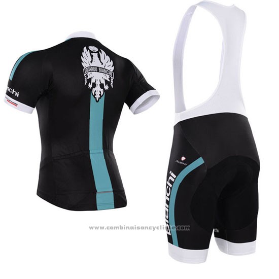 2015 Maillot Cyclisme Bardiani Noir et Bleu Manches Courtes et Cuissard