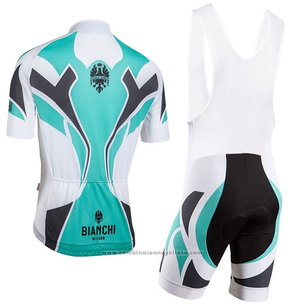 2016 Maillot Cyclisme Bianchi Azur et Blanc Manches Courtes et Cuissard