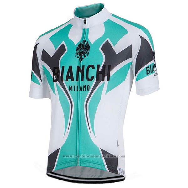 2016 Maillot Cyclisme Bianchi Azur et Blanc Manches Courtes et Cuissard