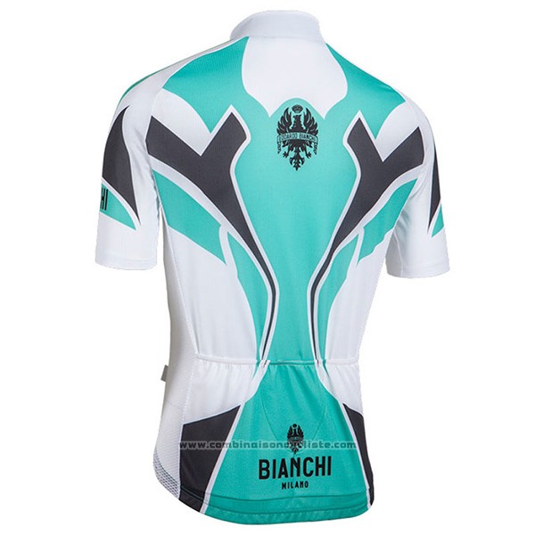 2016 Maillot Cyclisme Bianchi Azur et Blanc Manches Courtes et Cuissard