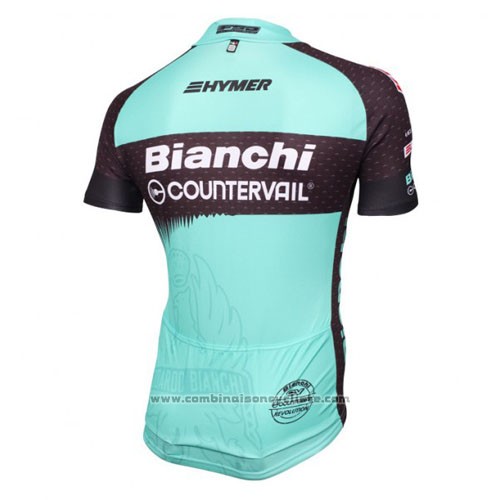 2016 Maillot Cyclisme Bianchi Mtb Bleu Clair et Noir Manches Courtes et Cuissard