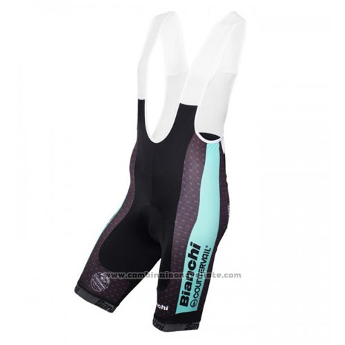 2016 Maillot Cyclisme Bianchi Mtb Bleu Clair et Noir Manches Courtes et Cuissard