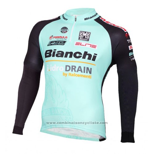 2016 Maillot Cyclisme Bianchi Mtb Ml Noir et Vert Manches Longues et Cuissard