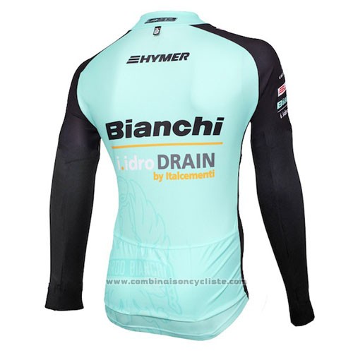 2016 Maillot Cyclisme Bianchi Mtb Ml Noir et Vert Manches Longues et Cuissard