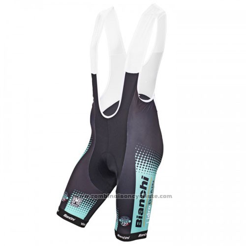 2016 Maillot Cyclisme Bianchi Mtb Noir et Bleu Clair Manches Courtes et Cuissard