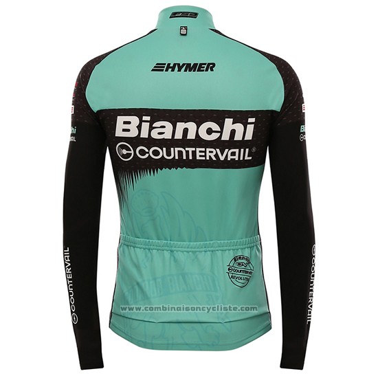 2016 Maillot Cyclisme Bianchi Mtb Noir et Vert Manches Longues et Cuissard
