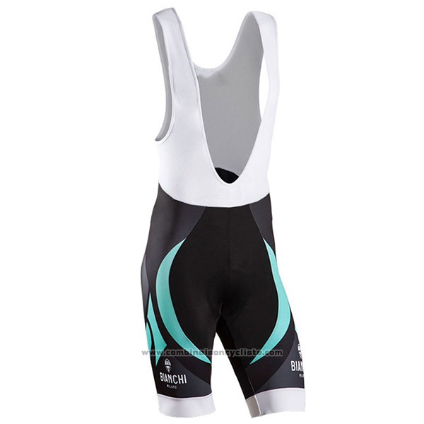2016 Maillot Cyclisme Bianchi Noir et Azur Manches Courtes et Cuissard