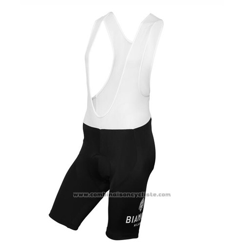 2016 Maillot Cyclisme Bianchi Noir et Blanc Manches Courtes et Cuissard