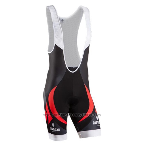 2016 Maillot Cyclisme Bianchi Noir et Rouge Manches Courtes et Cuissard
