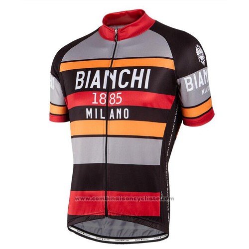 2016 Maillot Cyclisme Bianchi Rouge et Orange Manches Courtes et Cuissard