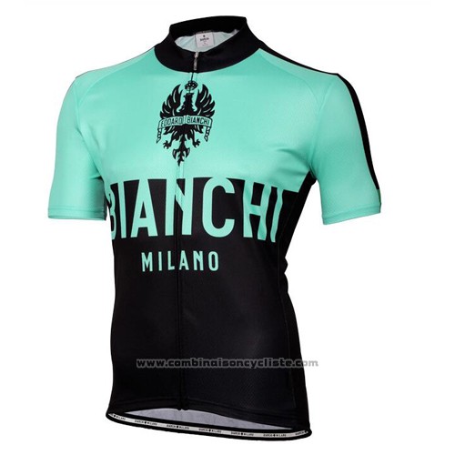 2016 Maillot Cyclisme Bianchi Vert Manches Courtes et Cuissard