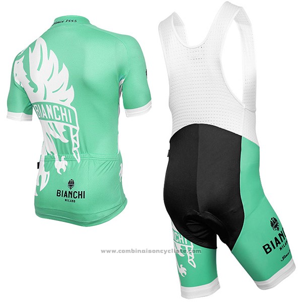 2016 Maillot Cyclisme Bianchi Vert et Blanc Manches Courtes et Cuissard