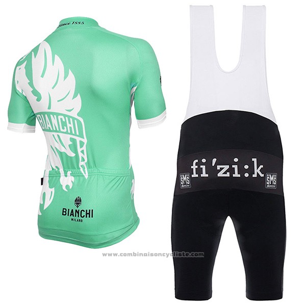 2016 Maillot Cyclisme Bianchi Vert et Blanc Manches Courtes et Cuissard