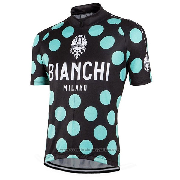 2016 Maillot Cyclisme Bianchi Vert et Noir Manches Courtes et Cuissard