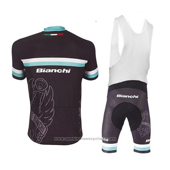 2017 Maillot Cyclisme Bianchi Blanc et Bleu Clair Manches Courtes et Cuissard