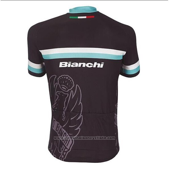 2017 Maillot Cyclisme Bianchi Blanc et Bleu Clair Manches Courtes et Cuissard