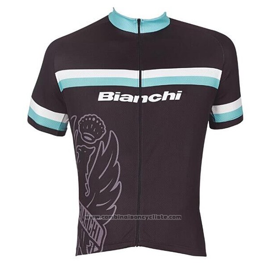 2017 Maillot Cyclisme Bianchi Blanc et Bleu Clair Manches Courtes et Cuissard