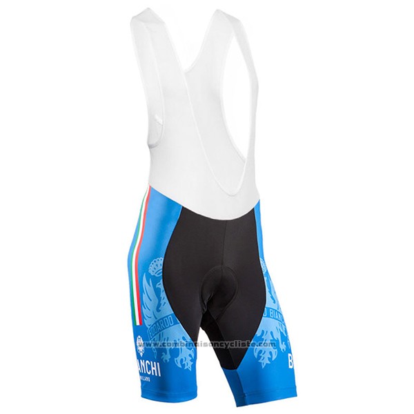 2017 Maillot Cyclisme Bianchi Bleu Manches Courtes et Cuissard