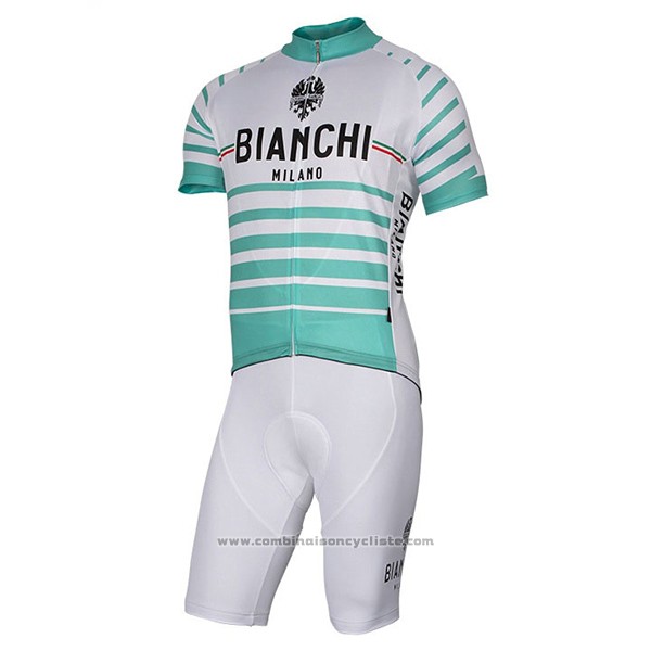 2017 Maillot Cyclisme Bianchi Milano Albatros Blanc Manches Courtes et Cuissard
