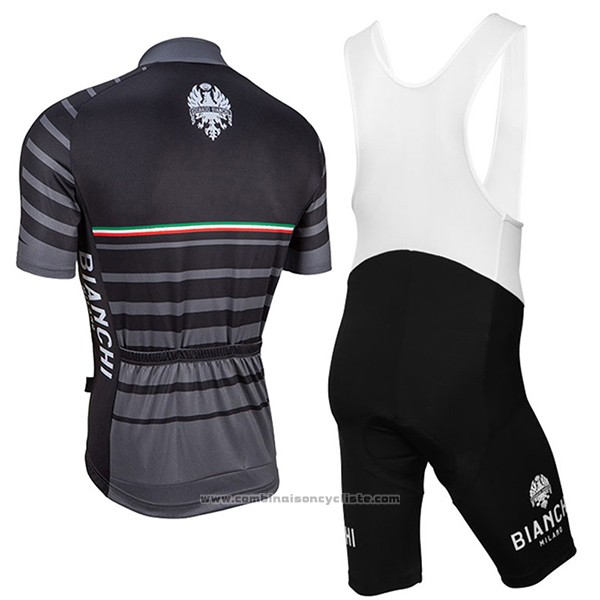 2017 Maillot Cyclisme Bianchi Milano Albatros Gris Manches Courtes et Cuissard