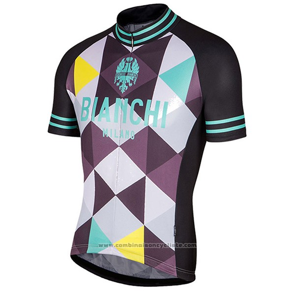 2017 Maillot Cyclisme Bianchi Milano Aviolo Noir Manches Courtes et Cuissard