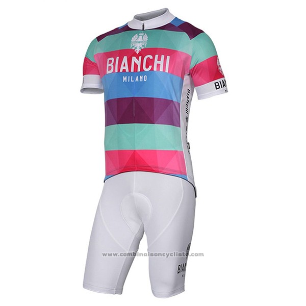 2017 Maillot Cyclisme Bianchi Milano Aviolo Rouge Manches Courtes et Cuissard