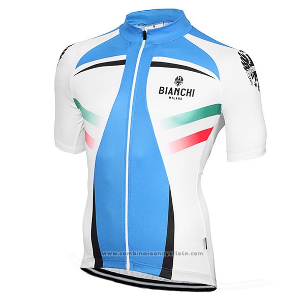 2017 Maillot Cyclisme Bianchi Milano Azur et Blanc Manches Courtes et Cuissard