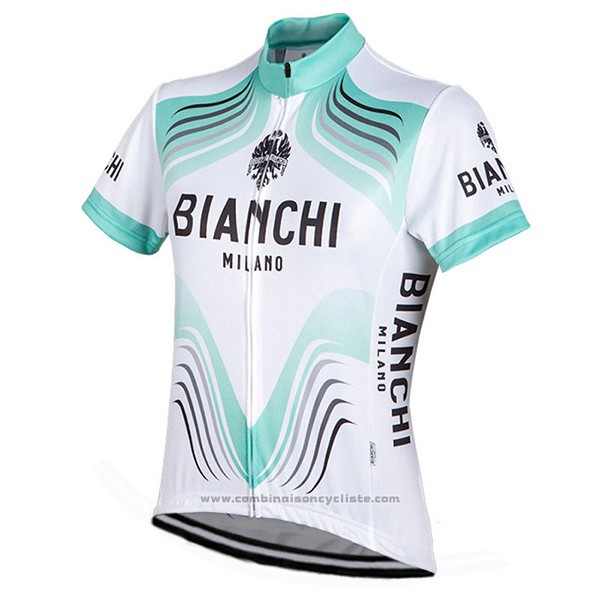 2017 Maillot Cyclisme Bianchi Milano Blanc Manches Courtes et Cuissard