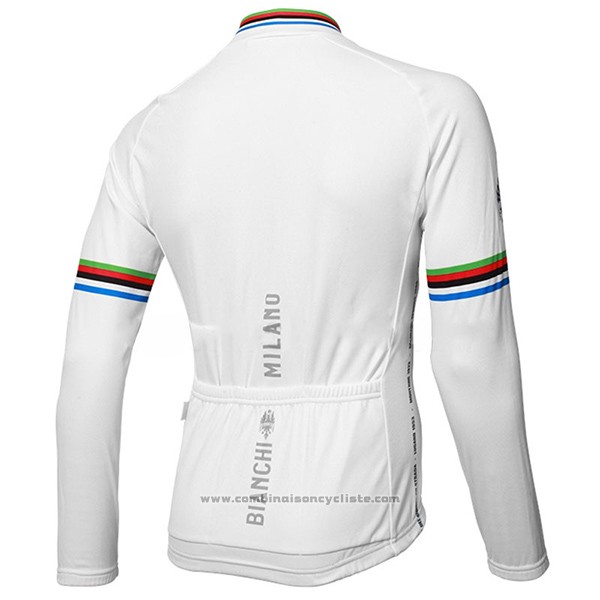 2017 Maillot Cyclisme Bianchi Milano Ml Blanc Manches Longues et Cuissard
