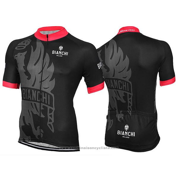 2017 Maillot Cyclisme Bianchi Milano Noir Manches Courtes et Cuissard
