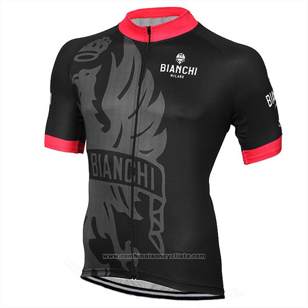 2017 Maillot Cyclisme Bianchi Milano Noir Manches Courtes et Cuissard