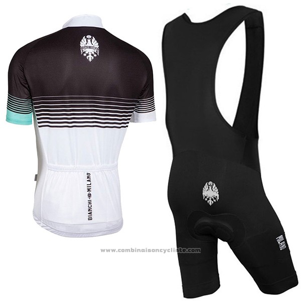 2017 Maillot Cyclisme Bianchi Milano Noir et Blanc Manches Courtes et Cuissard