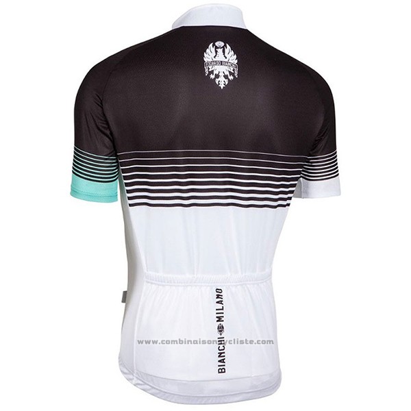 2017 Maillot Cyclisme Bianchi Milano Noir et Blanc Manches Courtes et Cuissard